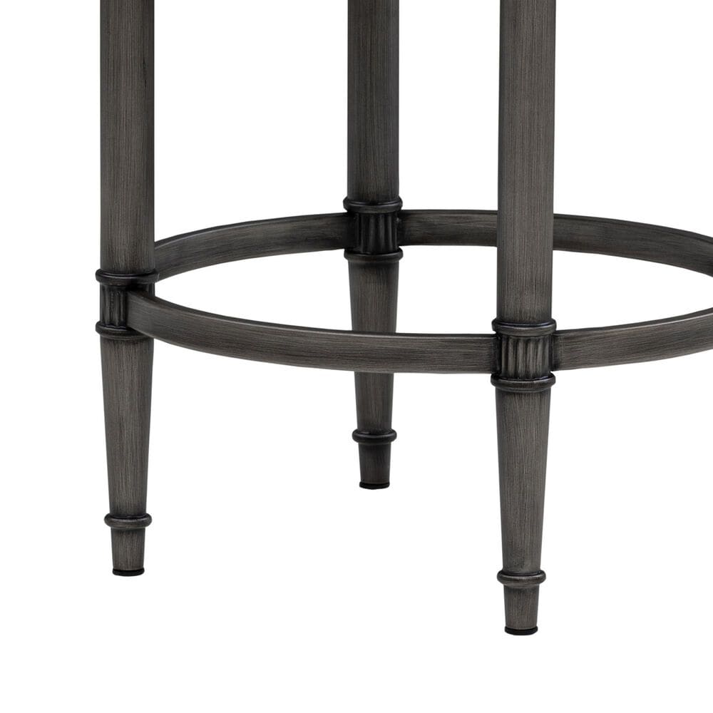 Armen Living Eunice Swivel Counter Height Stool with Ivory Upholstery in Antique Pewter, , large