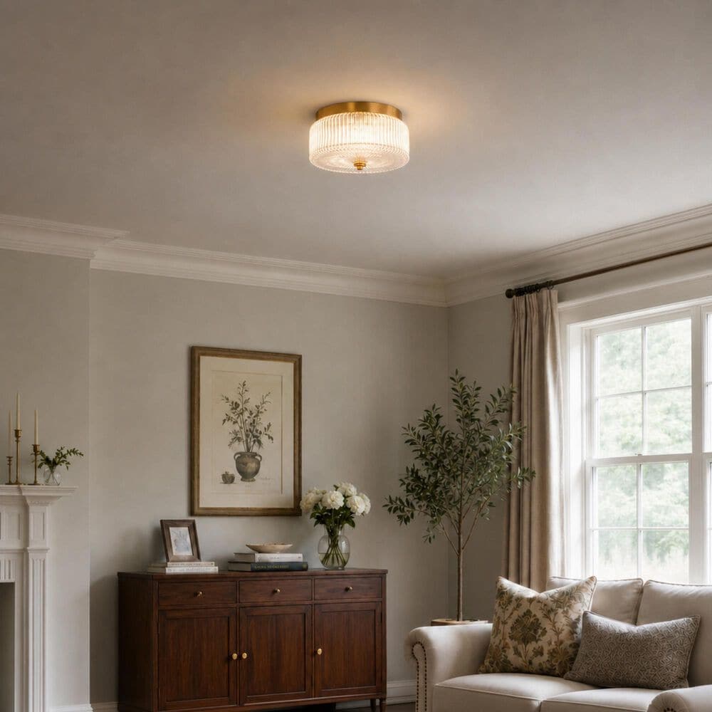 Vaxcel Riverside 2-Light Flush Mount in Muted Brass, , large