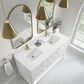James Martin Vanities Breckenridge 60" Double Bathroom Vanity in Bright White with Single Hole 3 cm White Zeus Quartz Top and Rectangular Sinks, , large