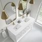James Martin Vanities Breckenridge 60" Double Bathroom Vanity in Bright White with Single Hole 3 cm White Zeus Quartz Top and Rectangular Sinks, , large