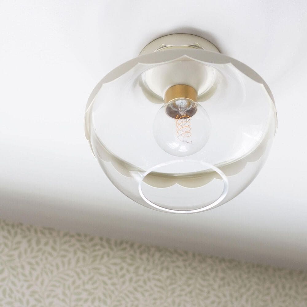 Mitzi Lighting Alaina 1-Light Semi-Flush with Soft Cream Shade in Aged Brass, , large