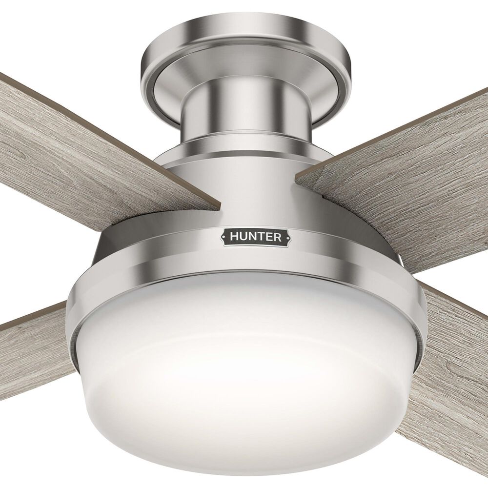 Hunter Dempsey Low Profile 52&quot; Ceiling Fan with Light Gray Oak Blades in Brushed Nickel, , large