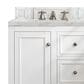 James Martin Vanities De Soto 30" Single Bathroom Vanity in Bright White with 3 cm Victorian Silver Quartz Top and Rectangular Sink, , large