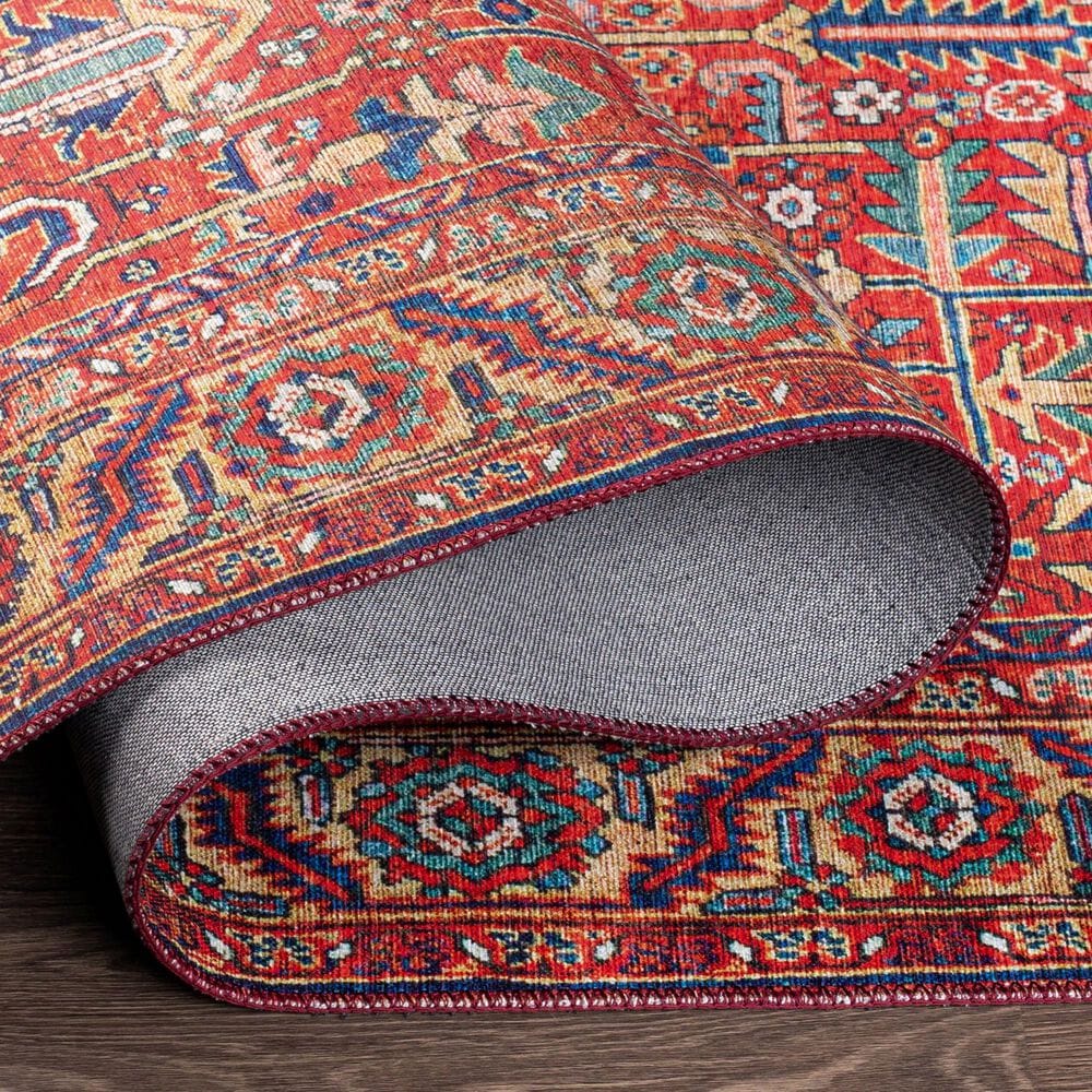 Surya Iris Burnt Orange, Dark Blue, Yellow, Light Pink, Oatmeal and Olive 2&#39;2&quot; x 3&#39;9&quot; Area Rug, , large