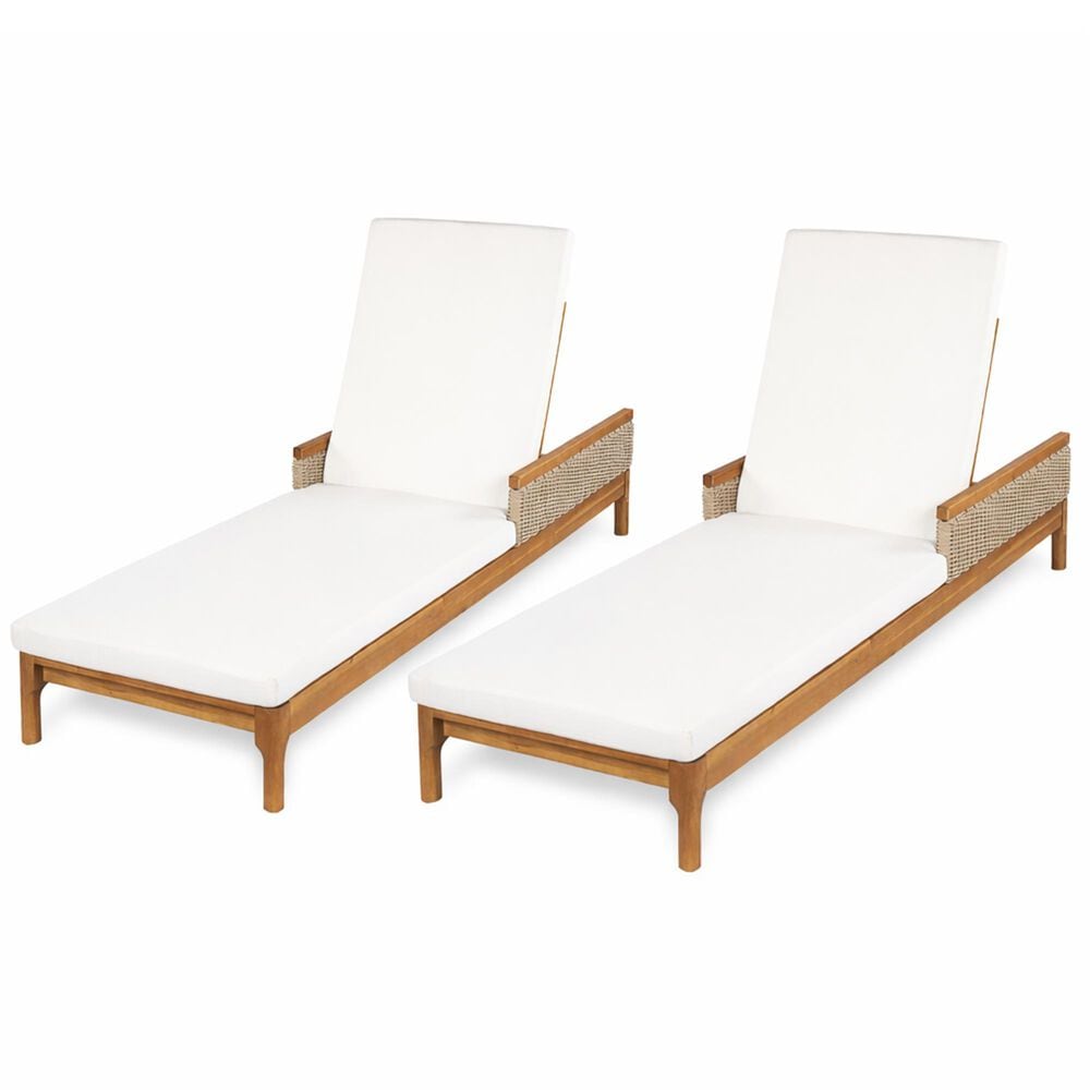Hearth and Haven Outdoor Chaise Lounge in Beige (Set of 2), , large