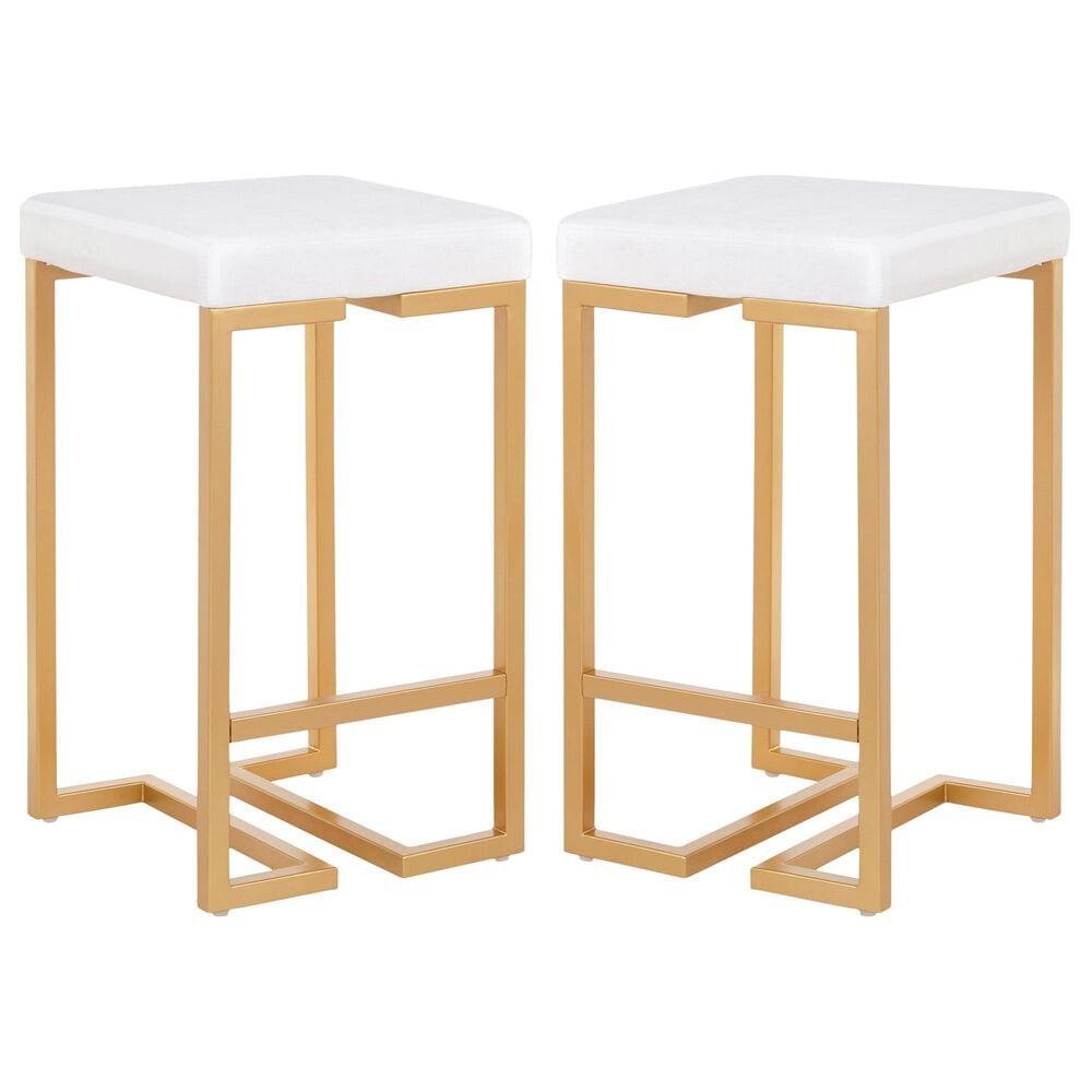 Lumisource Midas 26" Counter Stool in White/Gold (Set of 2), , large