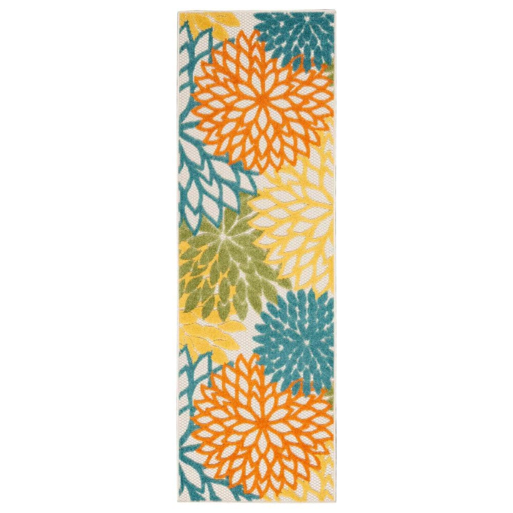 Nourison Aloha 2" x 6" Turquoise and Multicolor Indoor/Outdoor Runner, , large