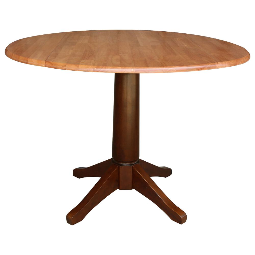 International Concepts 42" Modern Farmhouse Drop Leaf Dining Table in Cinnamon and Espresso - Table Only , , large