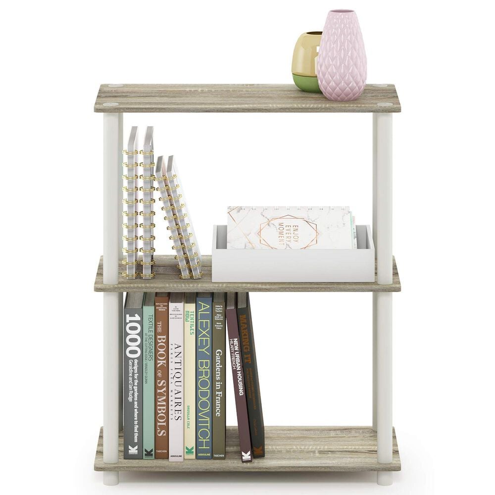 HOMLUX 3-Tier Compact Open Storage Bookshelf in Sonoma Oak and White, , large