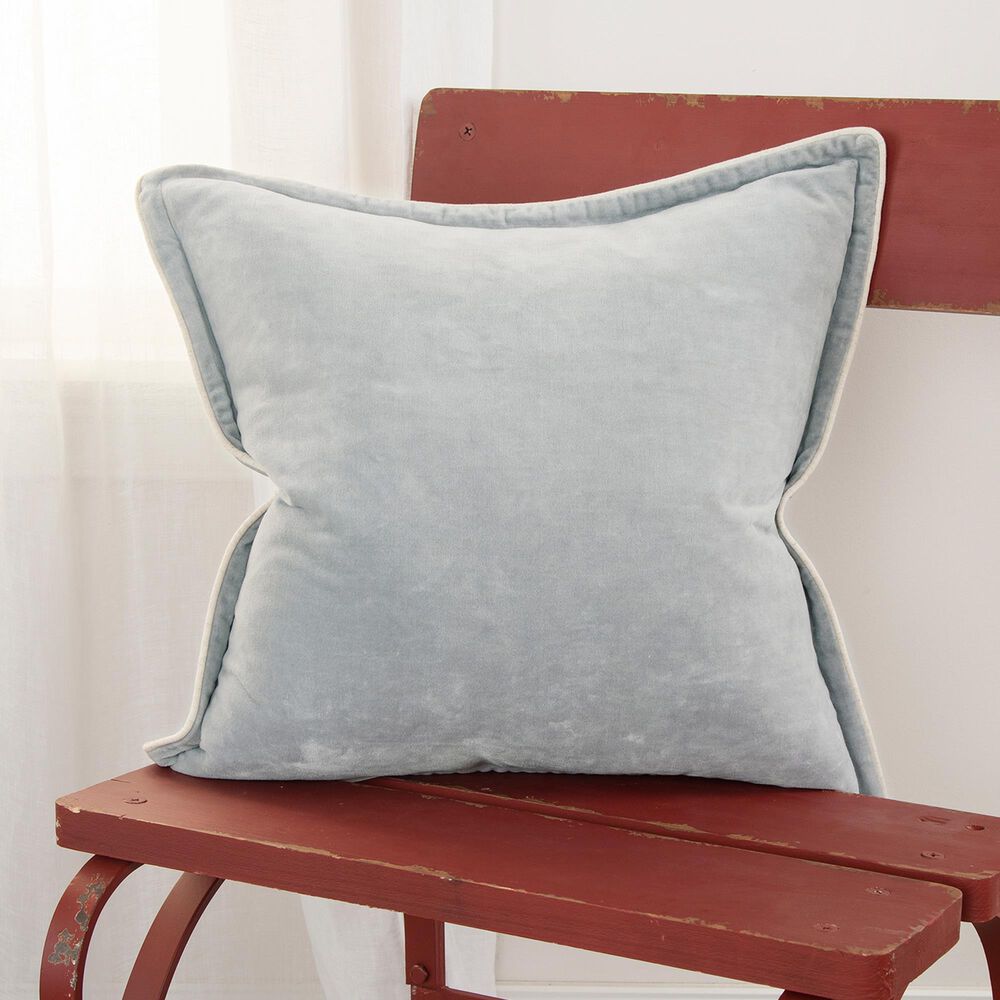 Rizzy Home Connie Post Solid 20&quot; Down Filled Pillow in Gray with Narrow Welt, , large
