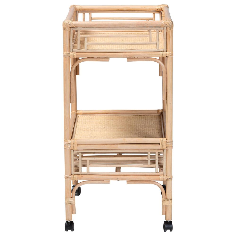Baxton Studio Molina 2-Tier Wine Cart in Natural Brown and Black, , large
