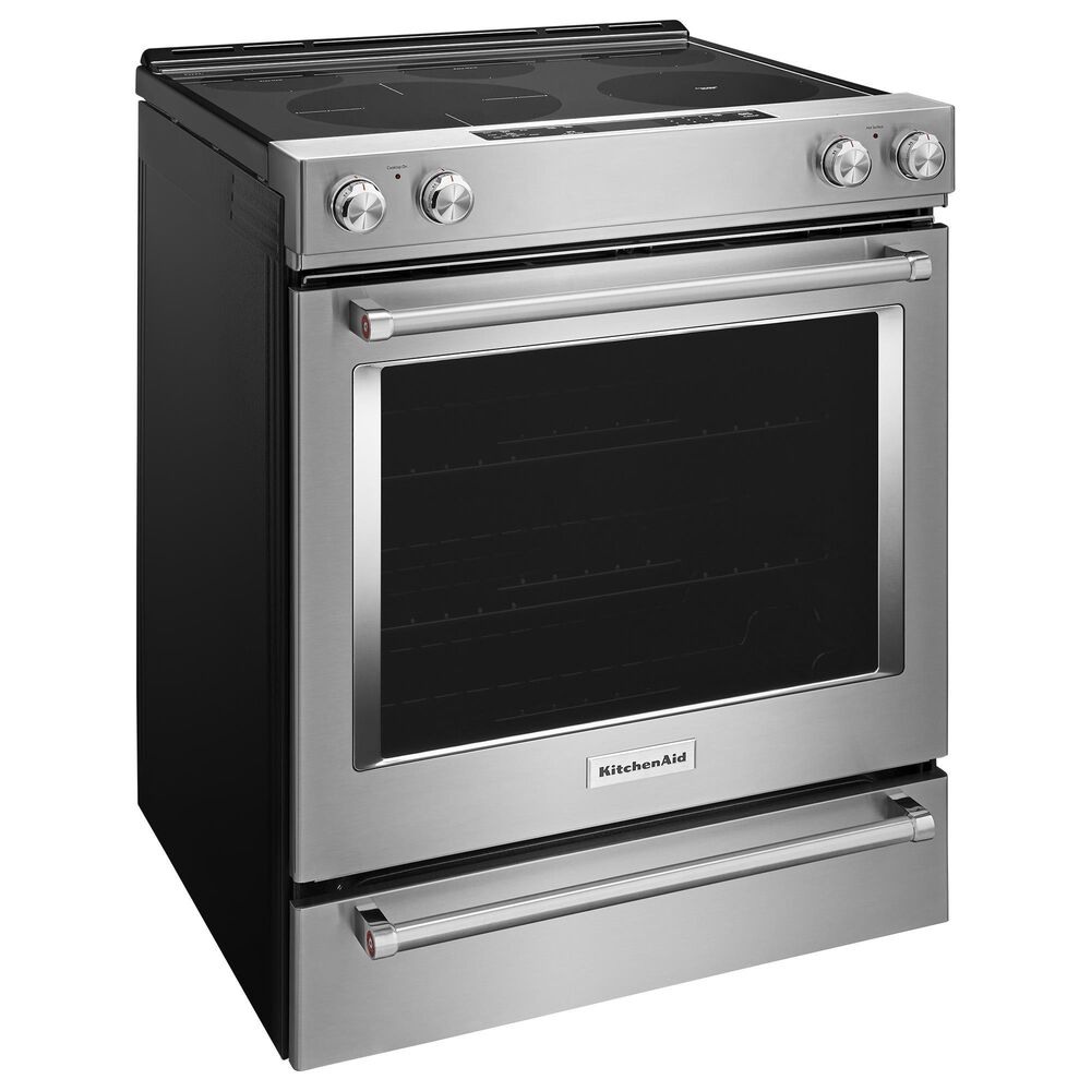 KitchenAid 2-Piece Kitchen Package with 30&quot; Slide-In Convection Range and 1.1 Over-the-Range Microwave in Stainless Steel, , large