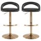 LumiSource Grotto Adjustable Bar Stool with Black Faux Leather Upholstery in Gold (Set of 2), , large