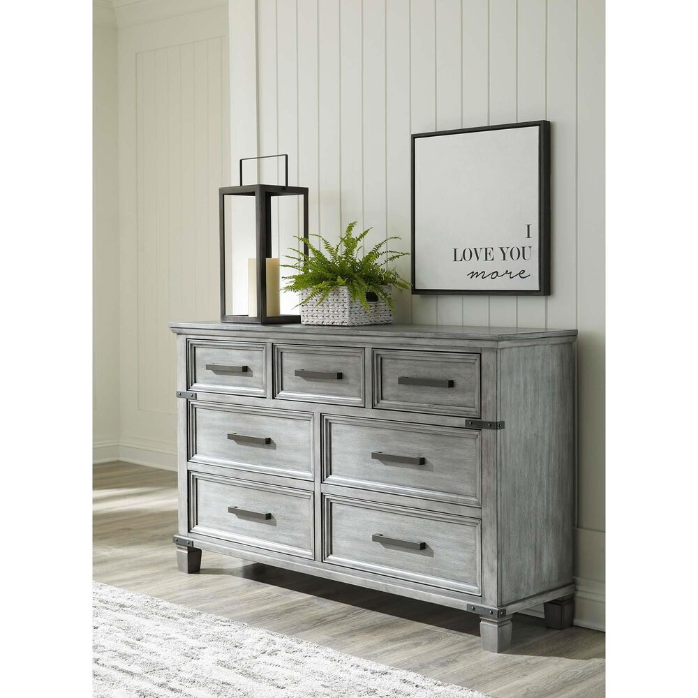 Ashley Russelyn 7 Drawer Dresser and Mirror in Gray, , large