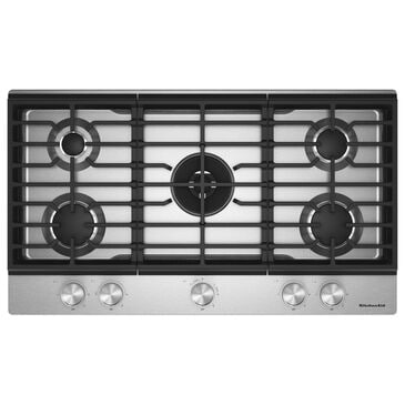 KitchenAid 36" Gas Cooktop with Backlit Knobs and Griddle in Stainless Steel, , large