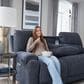 HomeStretch Showtime Power Reclining Sofa with Drop Down Table in Graphite, , large