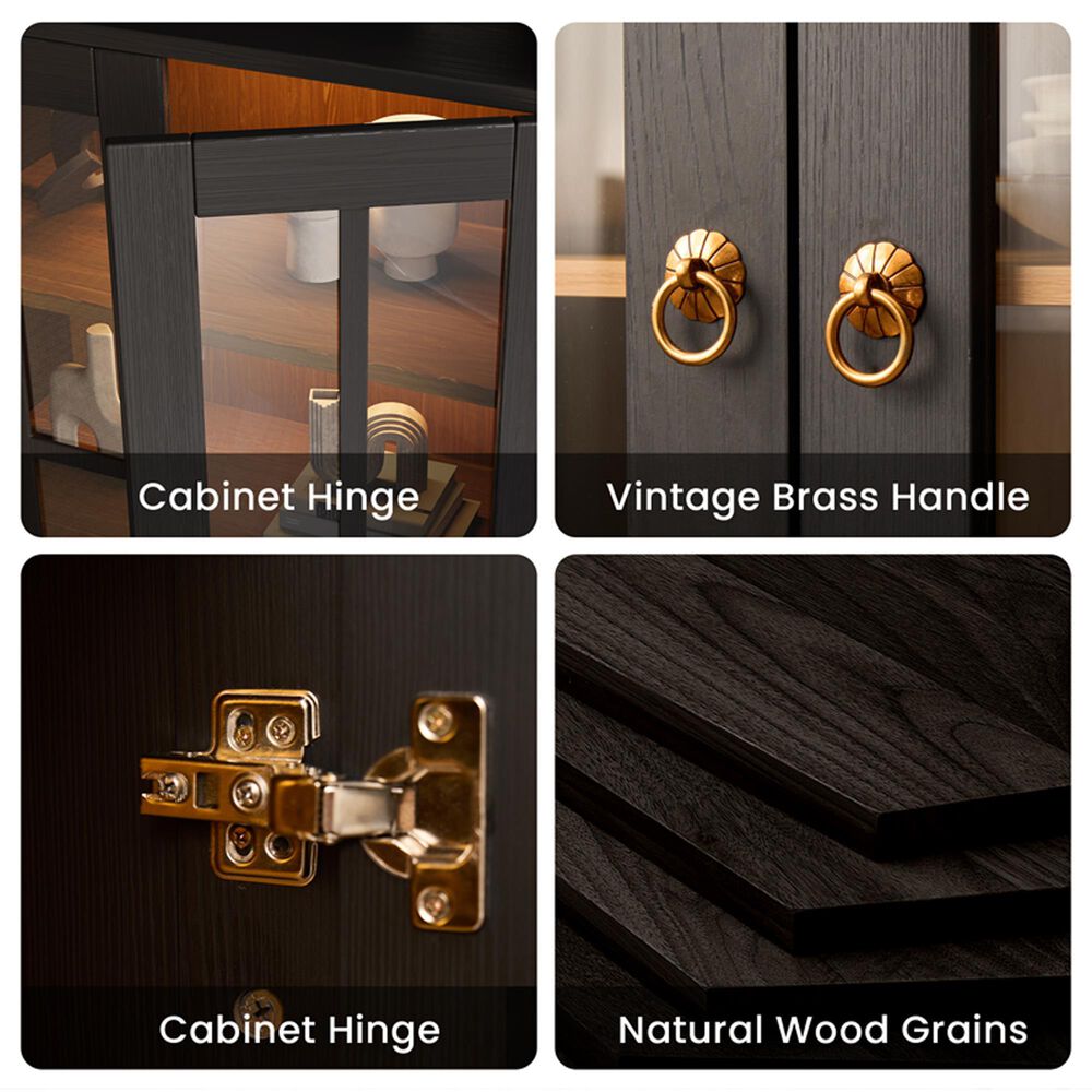 HOMLUX Arched Storage Cabinet with LED Induction Lights in Black, , large