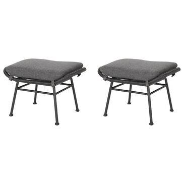 Hearth and Haven Montana Outdoor Ottoman with Gray Cushion in Black (Set of 2), , large
