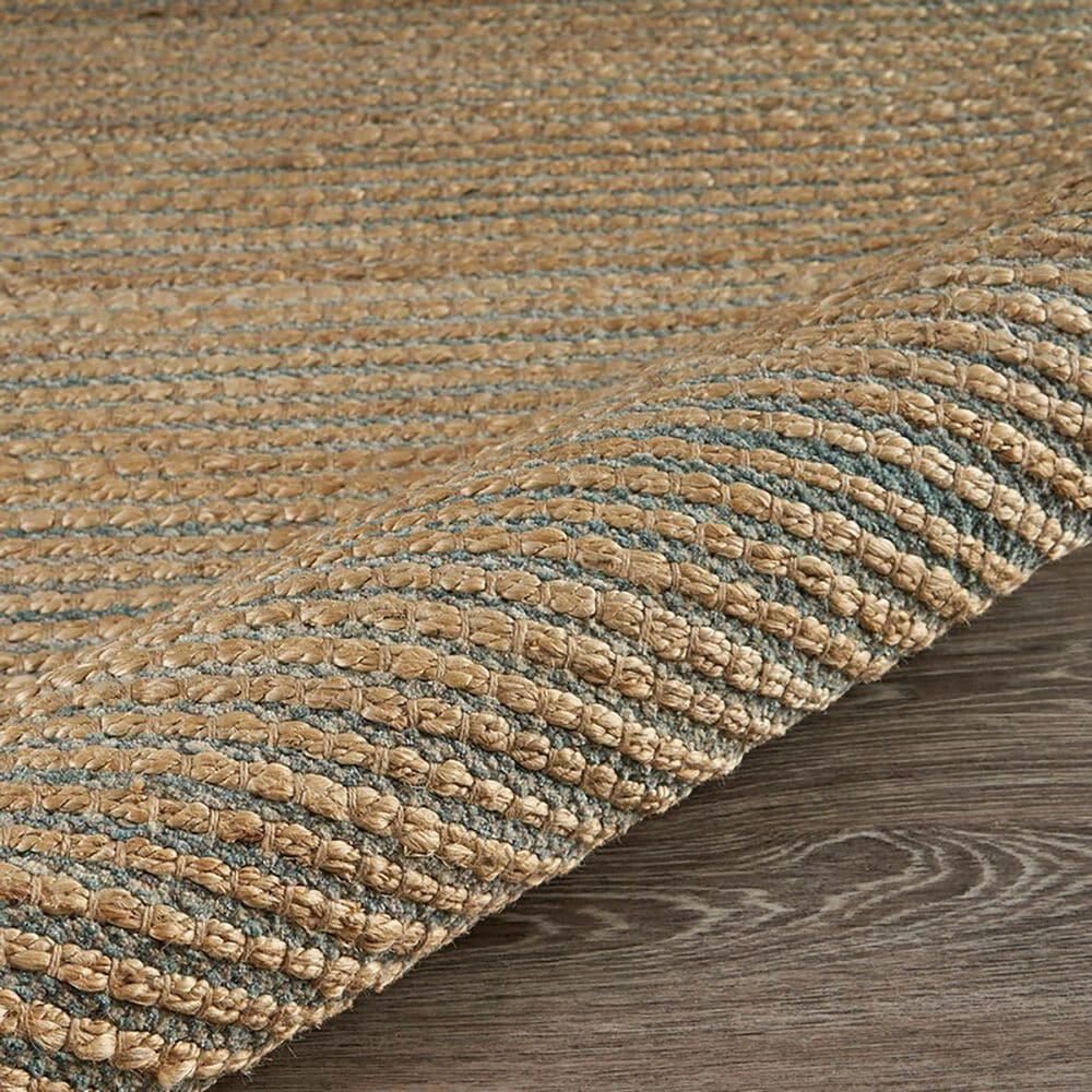 L&amp;R Resources Natural Fiber Striped 7&#39;9&quot; x 9&#39;9&quot; Spa Blue Area Rug, , large