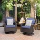 Hearth and Haven Liam Swivel Club Chair with Blue Cushion in Dark Brown (Set of 2), , large