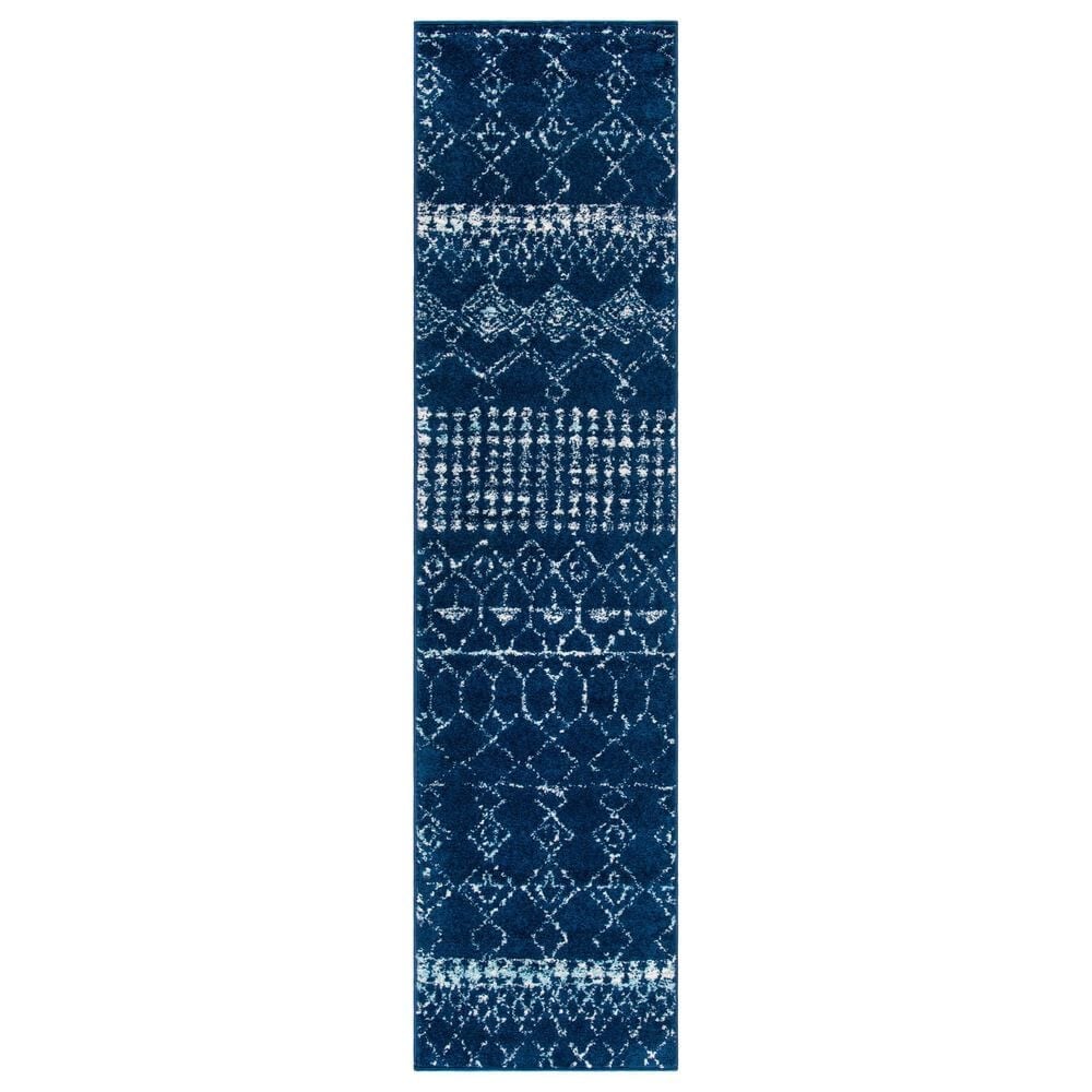 Safavieh Tulum TUL229N 2" x 8" Navy and Ivory Runner, , large