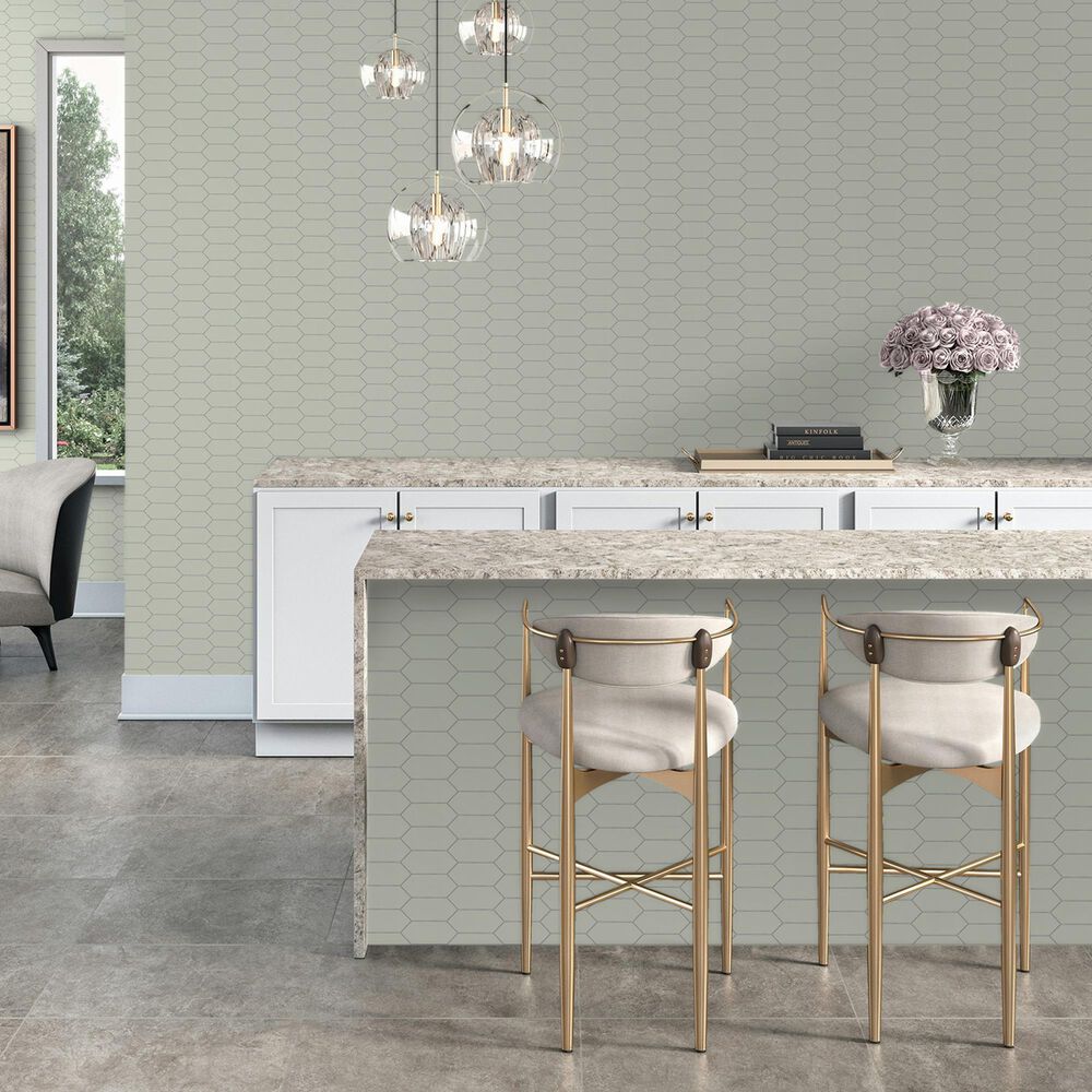Dal-Tile Mythology Olympus 2&quot; x 5&quot; Picket Undulated on 11.125&quot; x 12.25&quot; Ceramic Mosaic Sheet, , large