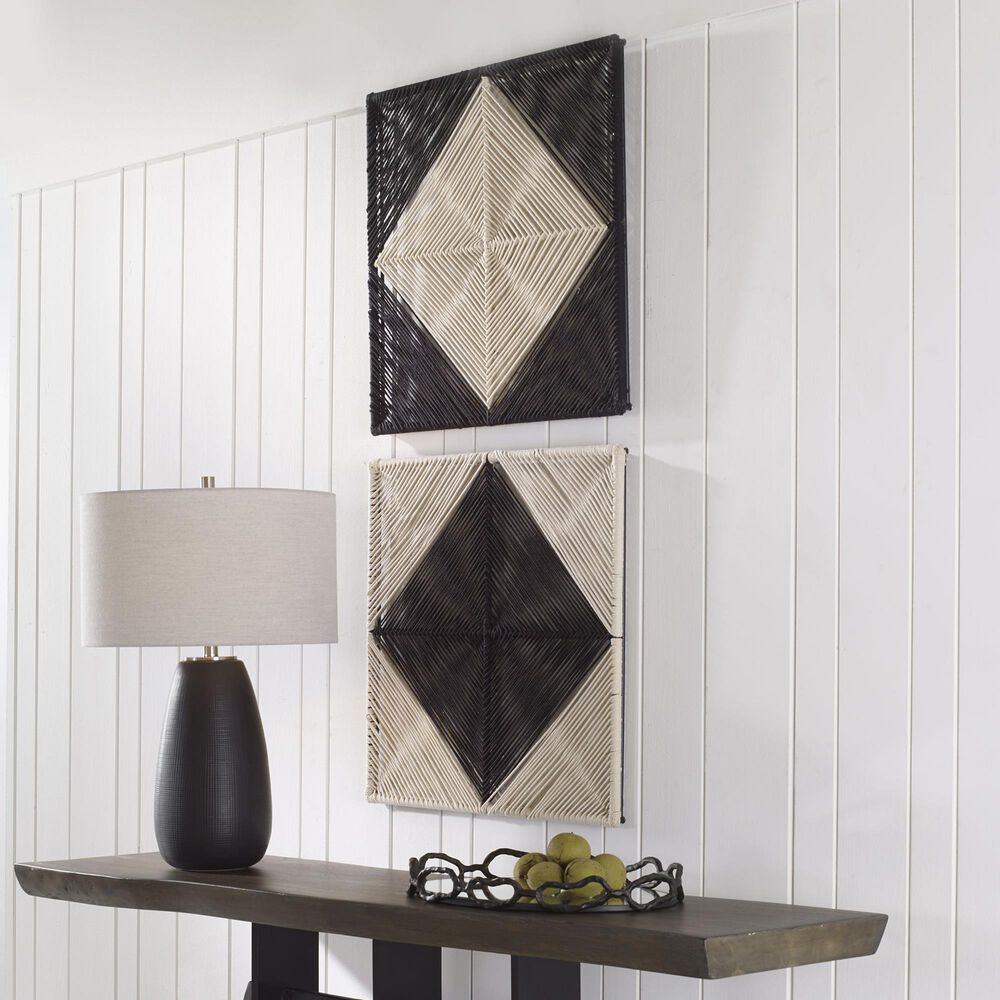 Uttermost Seeing Double Rope Wall Squares in Black and Off White &#40;Set of 2&#41;, , large