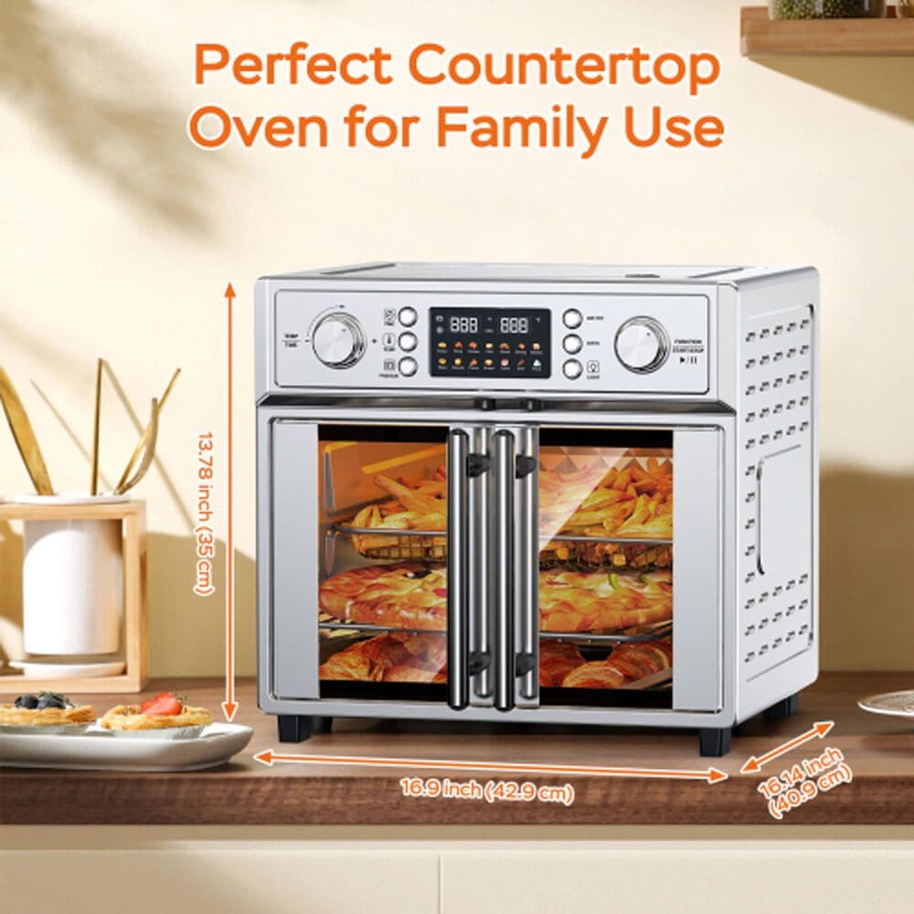 HOMLUX 26 Qt Large Air Fryer Toaster Oven in Silver, , large