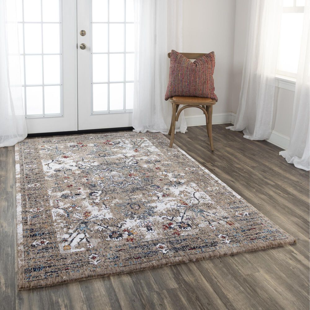 RIZZY Signature Light Gray and Multicolor 8' x 10' Area Rug, , large