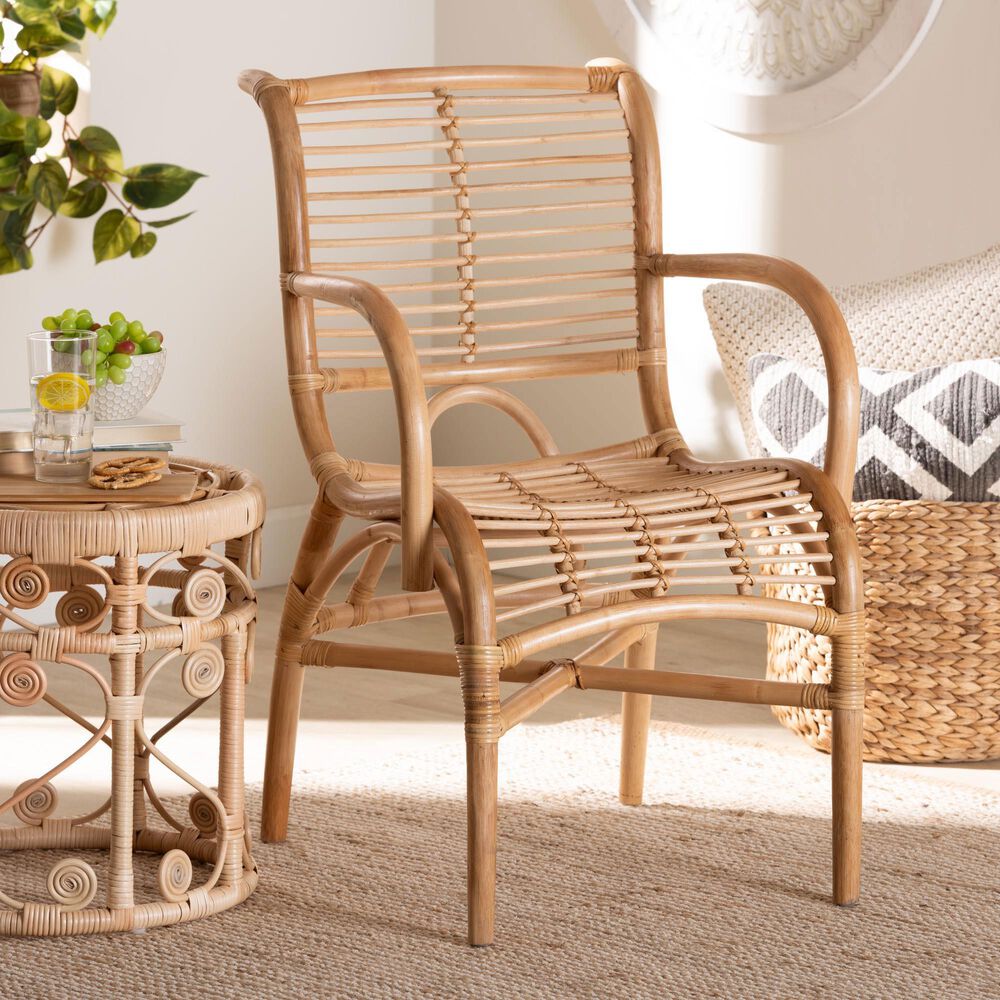 Baxton Studio Seminyak Lounge Chair in Natural Brown, , large