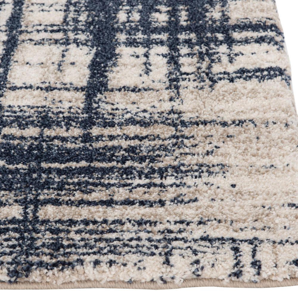 Central Oriental Oklahoma Badger 5&#39; x 7&#39;3&quot; Cream and Navy Area Rug, , large