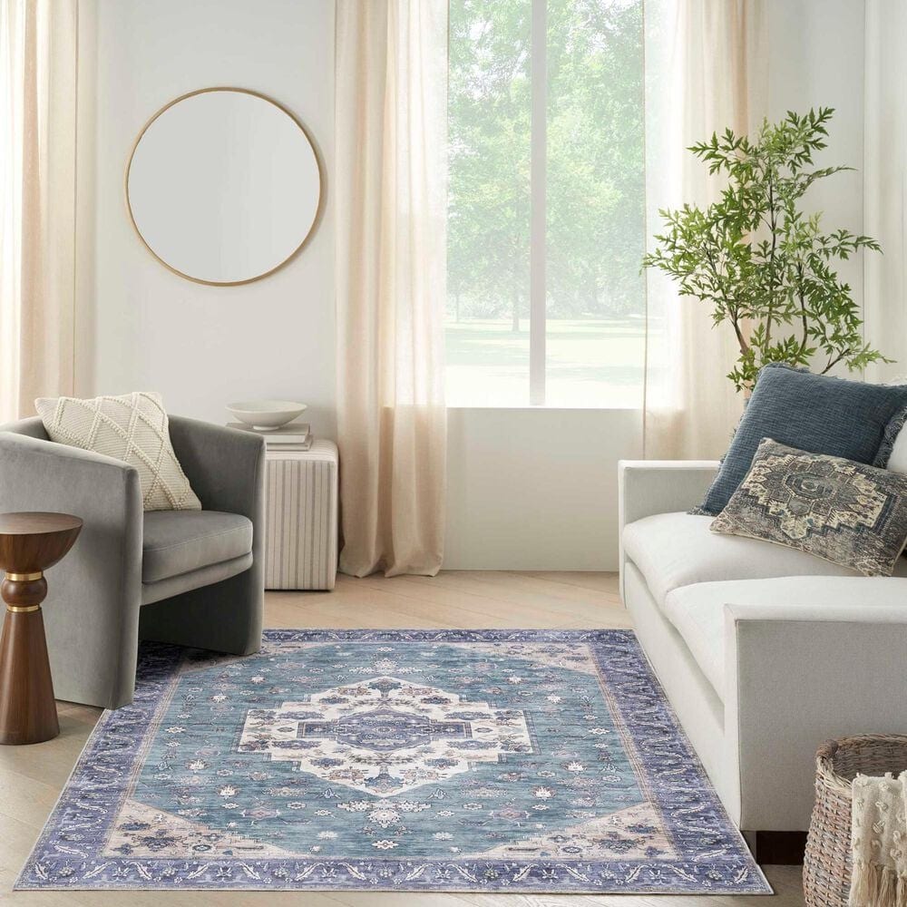 Nourison Grand Washables 7&#39;10&quot; x 9&#39;10&quot; Teal and Blue Area Rug, , large