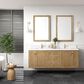 James Martin Vanities Laurent 72" Double Bathroom Vanity in Light Natural Oak with Single Hole 3 cm White Zeus Quartz Top and Rectangular Sinks, , large