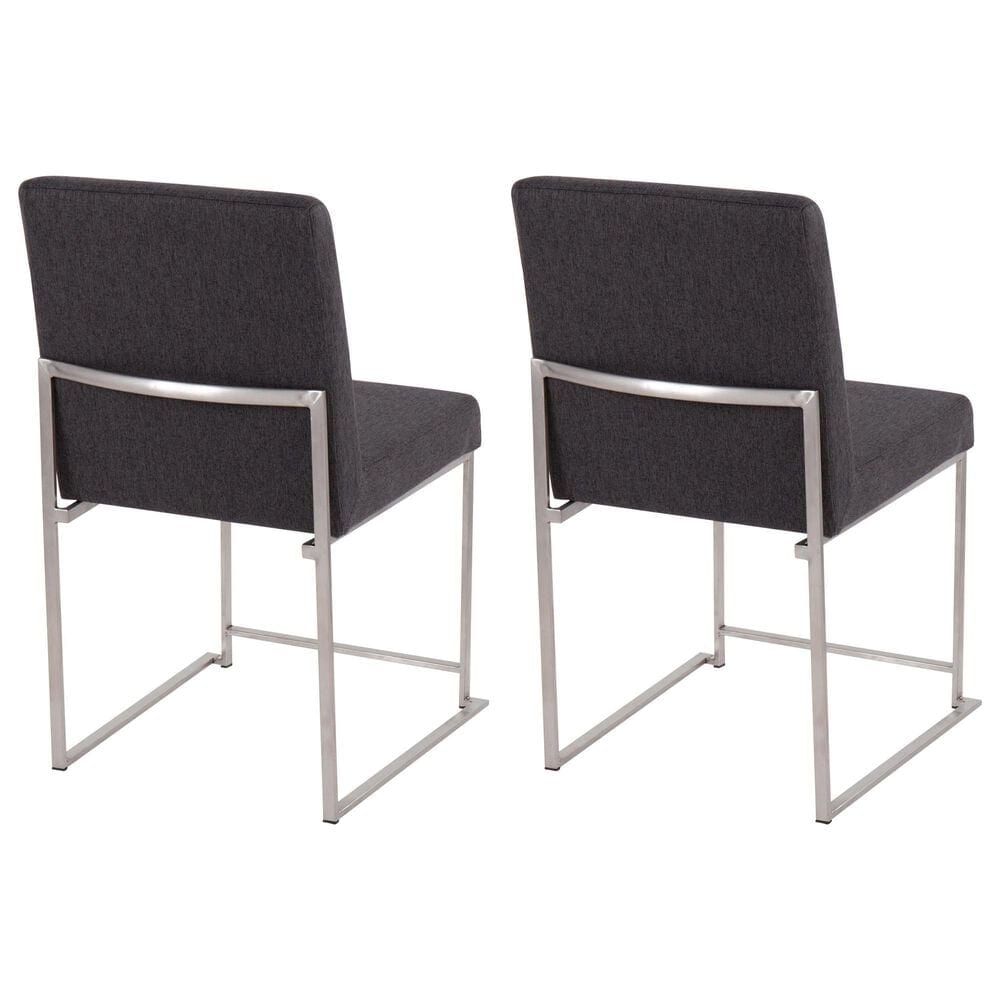 Lumisource Fuji Side Chair with Charcoal Cushion in Brushed Stainless Steel &#40;Set of 2&#41;, , large