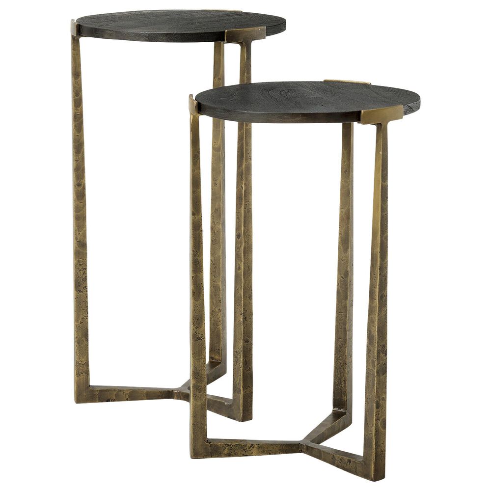 Mercana Atticus 2-Piece Nesting Accent Table Set in Antiqued Gold and Black, , large