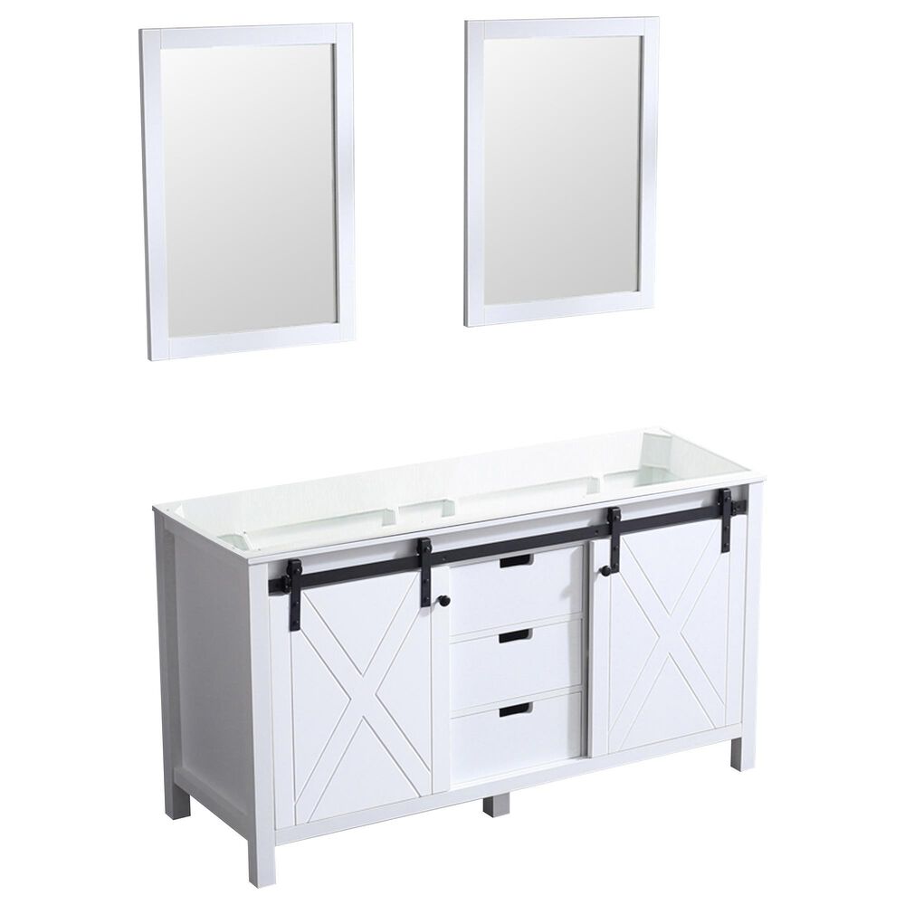 Lexora Home Marsyas 60" Double Bathroom Vanity and Mirrors in White, , large
