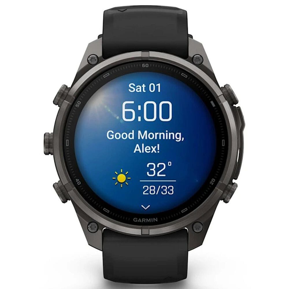 Garmin fenix 9 Pro Smartwatch 47mm Carbon Gray DLC Titanium with Black and Pebble Gray Silicone Band, , large