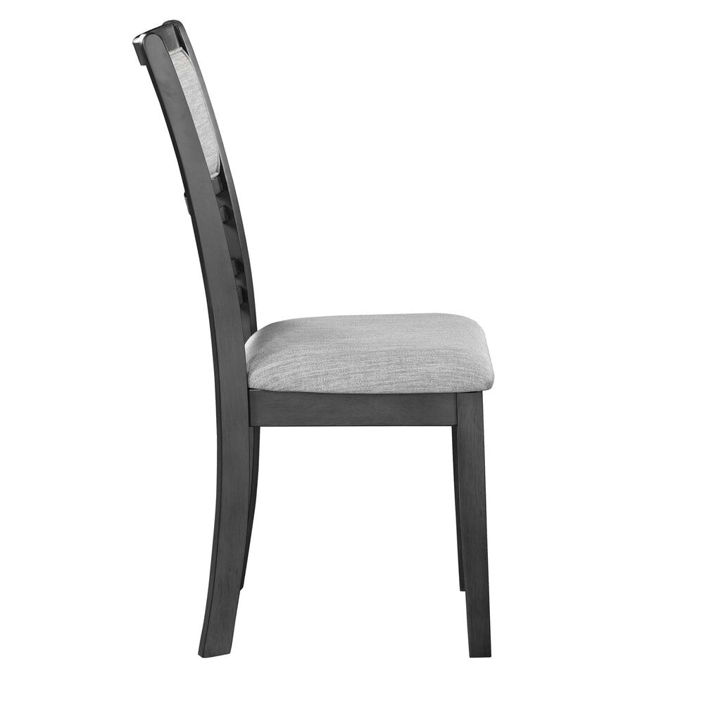 New Heritage Design Gia 47&quot; Round Storage Dining Table and 4 Upholstered Dining Side Chairs in Gray/Gray, , large
