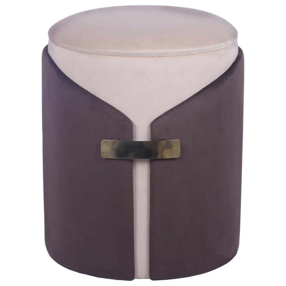Rta Products Two-Toned Vanity Stool Storage Ottoman in Brown, , large