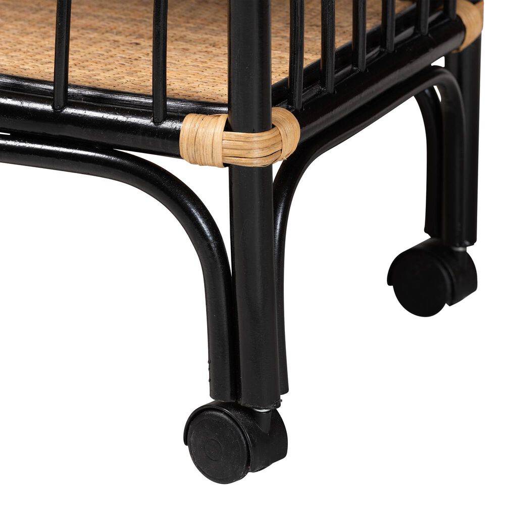 Baxton Studio Dalinda 2-Tier Kitchen Cart in Black and Natural Brown, , large