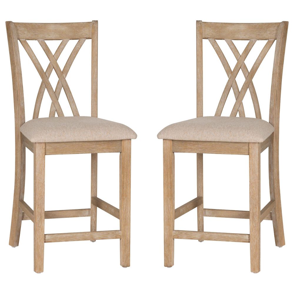 Linon Home Decor Maggie Counter Stool in Natural (Set of 2), , large