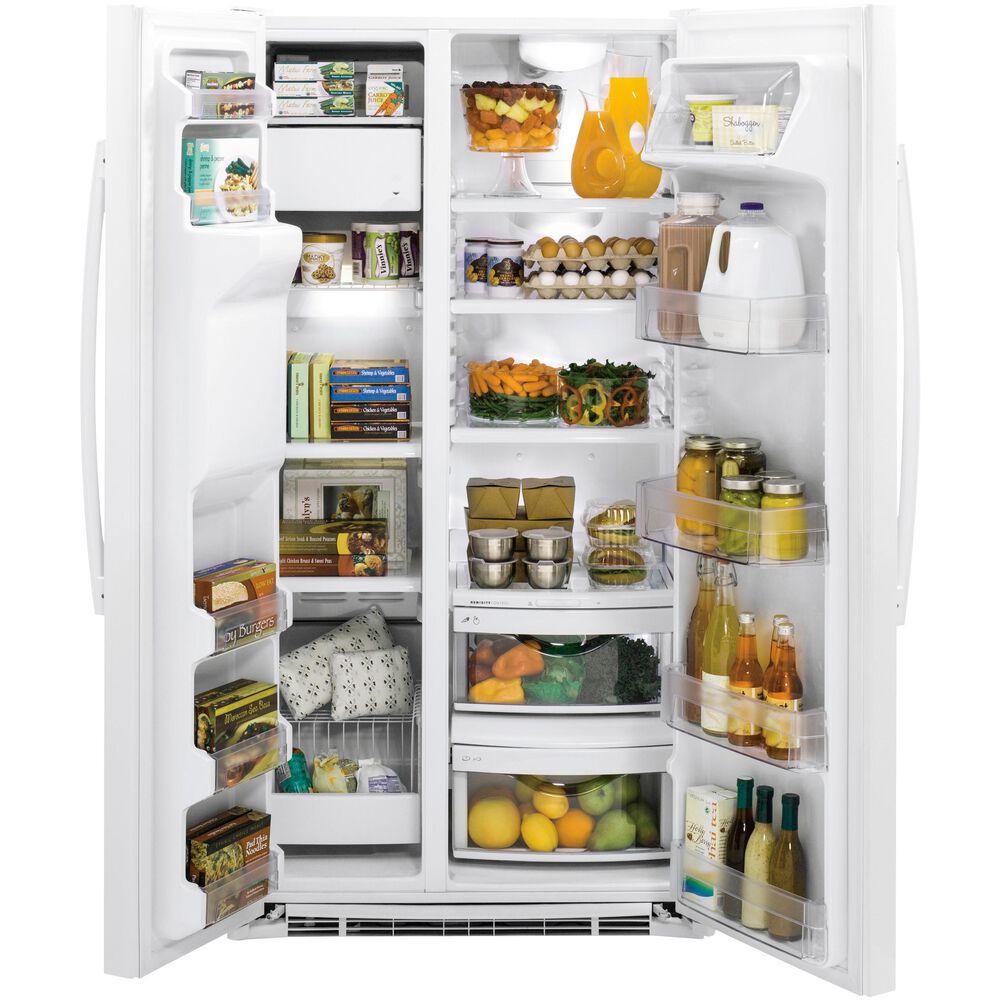GE Appliances 21.9 Cu. Ft. Counter-Depth Side by Side Refrigerator in White, , large