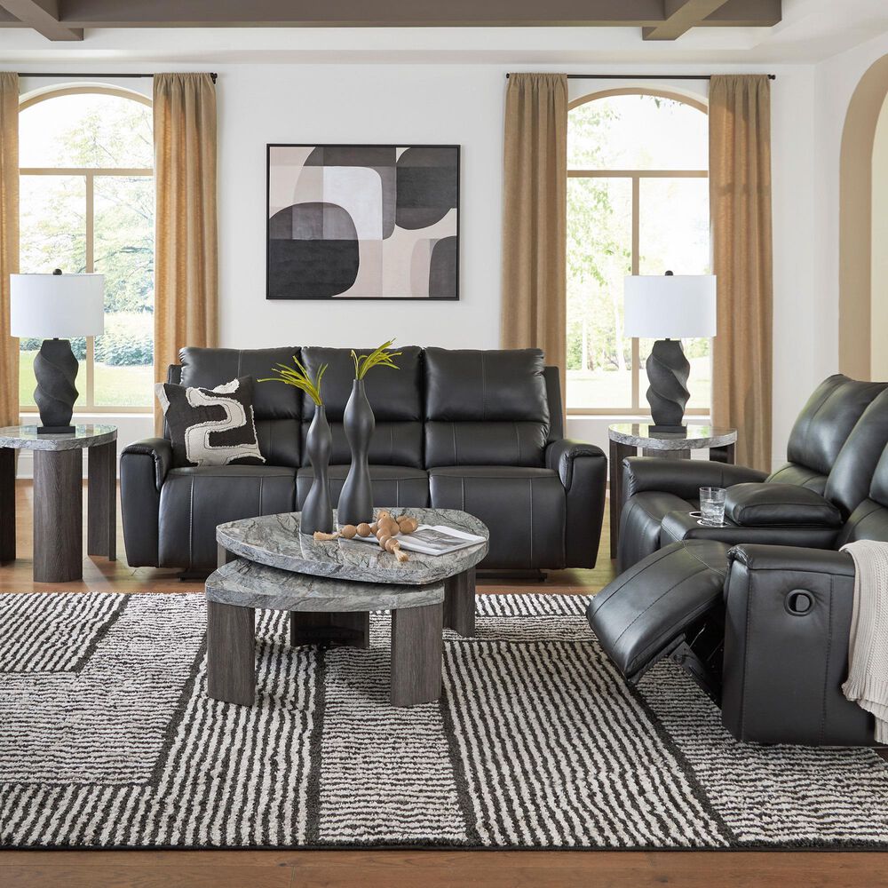 Ashley Glossmore Manual Reclining Sofa in Black, , large