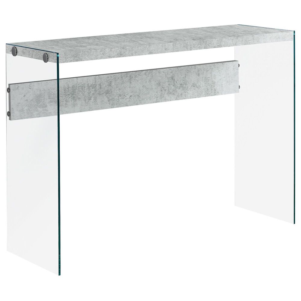 Monarch Specialties Cement Look Console Table with Tempered Glass in Grey, , large