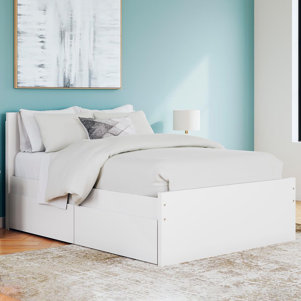 Ashley Onita Full Panel Platform Bed with 1 Side Storage in White, , large