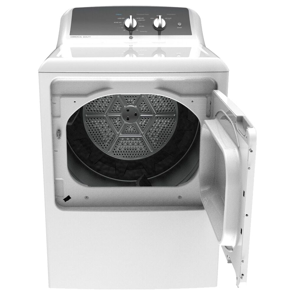 GE Appliances 6.2 Cu. Ft. Electric Dryer in White and Stainless Steel, , large