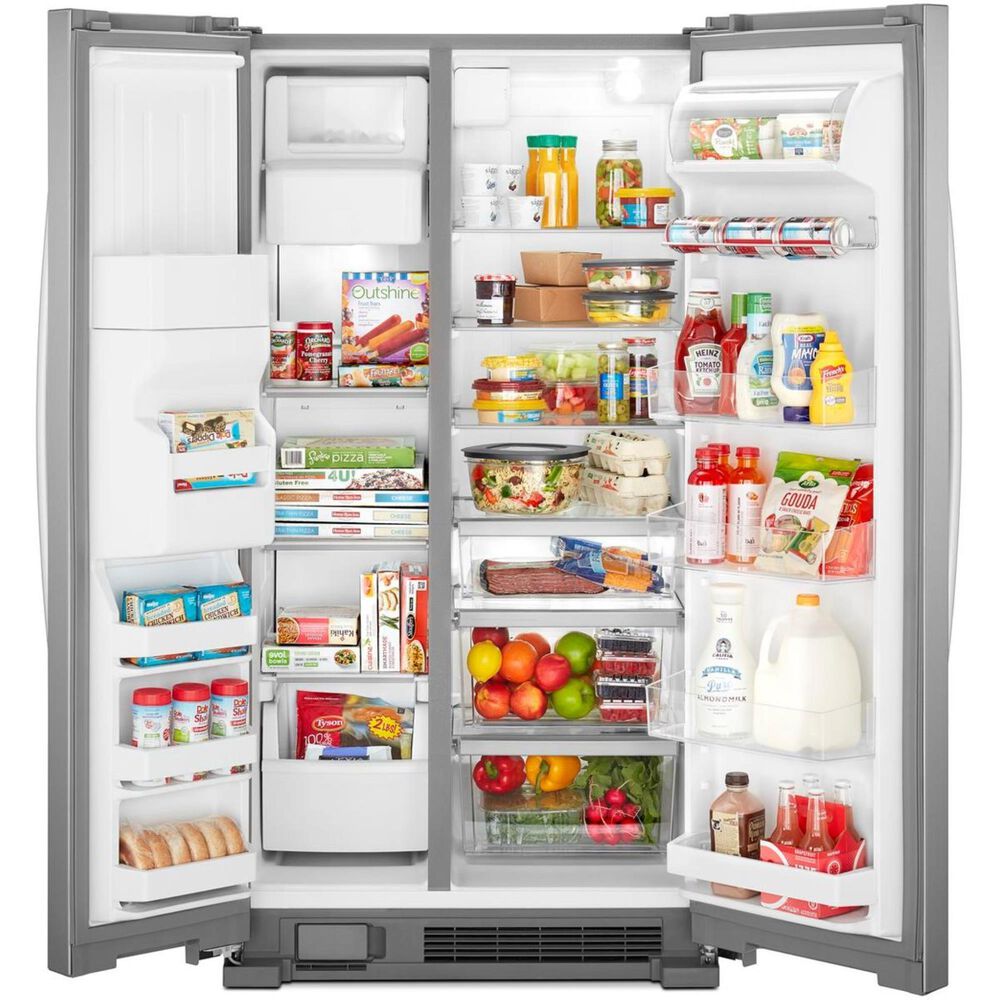Whirlpool 2-Piece Kitchen Package with 24.6 Cu. Ft. Side-by-Side Refrigerator and 24&quot; Pocket Handle Dishwasher in Stainless Steel , , large