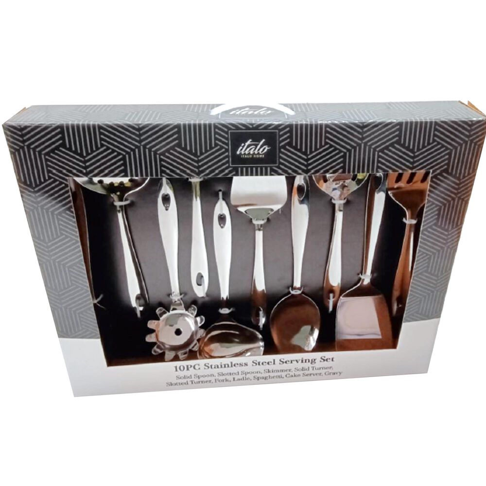 Housewares International 10-Piece Serving Set in Stainless Steel, , large