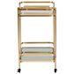 Baxton Studio Destin 2-Tier Mobile Wine Bar Cart in Brushed Gold and Clear, , large