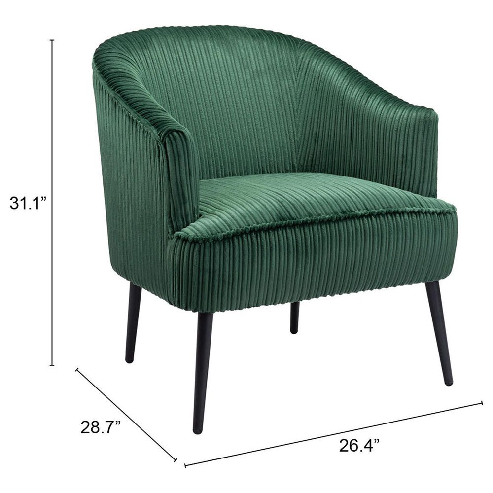 Zuo Modern Ranier Accent Chair in Green Velvet, , large